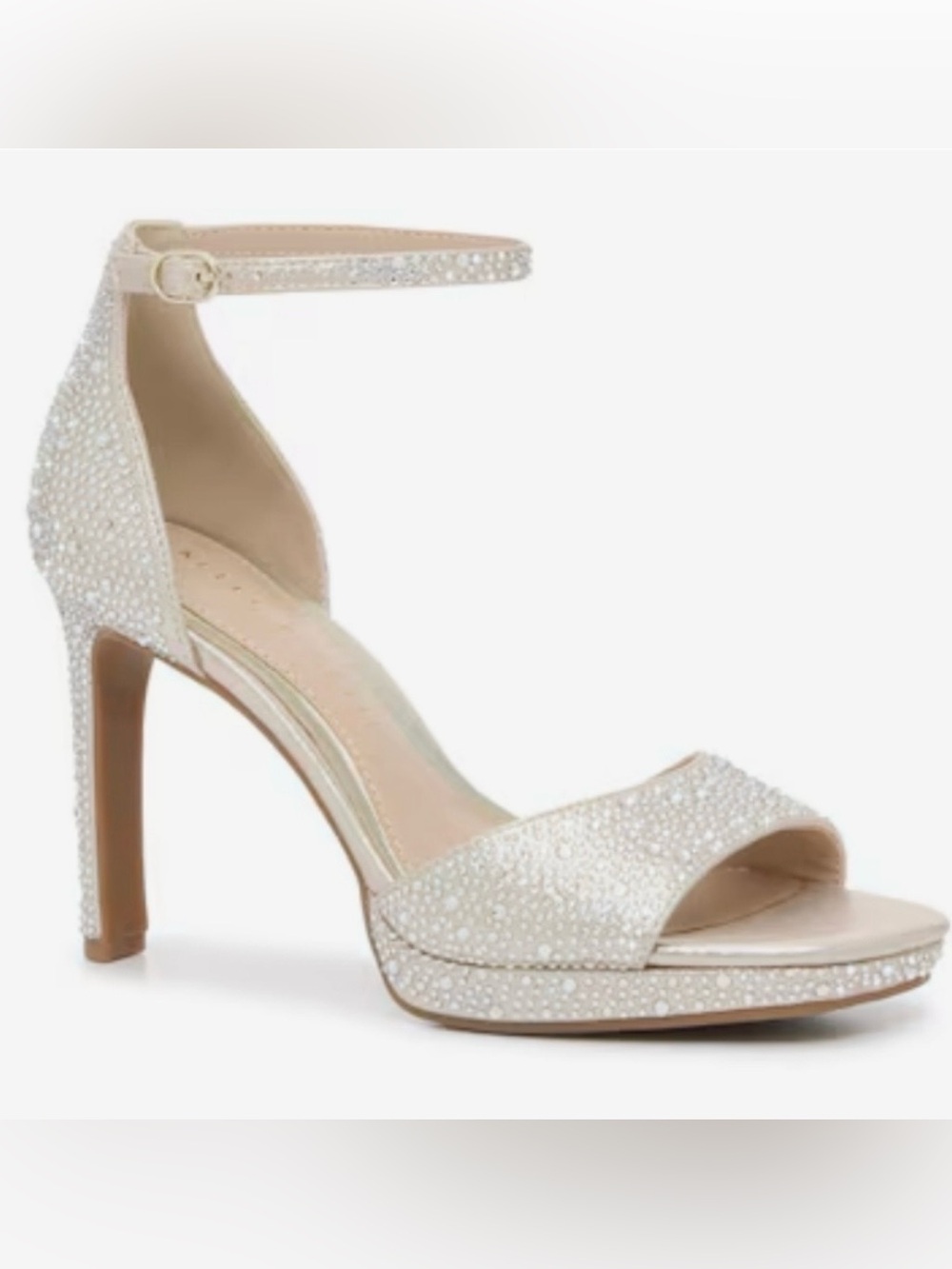 Kelly & Katie “Dahlia” silver rhinestone open toe high heels ankle strap 8.5M